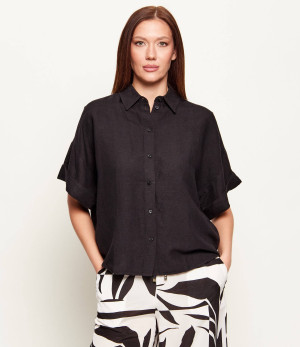 BOSS ORANGE Lniana koszula C_Bisenas | Loose fit