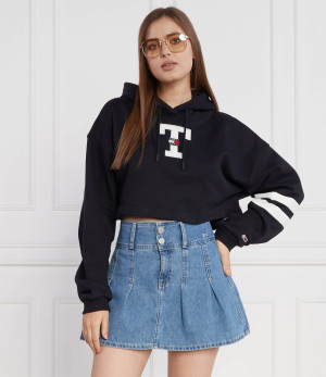 Tommy Jeans Bluza TJW SP CRP LETTERMAN FLAG HOODIE | Cropped Fit