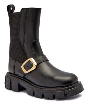 Love Moschino Skórzane botki na platformie