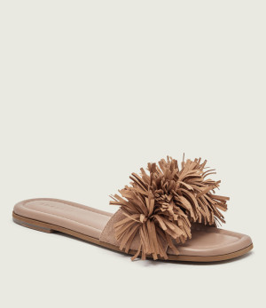 INUIKII Klapki FRINGES FLOWER | zamsz