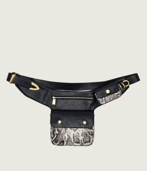 Pinko Skórzana saszetka nerka Marsupio New Biker Python