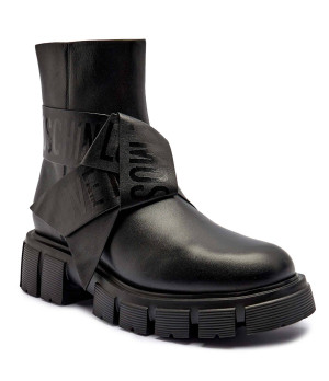 Love Moschino Skórzane botki na platformie