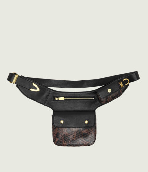 Pinko Skórzana saszetka nerka Marsupio New Biker Python