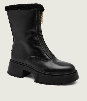 Coach Skórzane botki na platformie LEAH | shearling