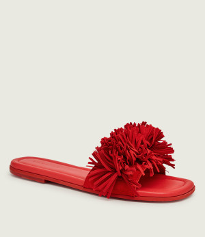 INUIKII Klapki FRINGES FLOWER | zamsz