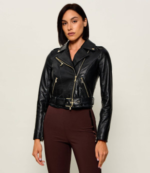 Patrizia Pepe Skórzana ramoneska | Cropped Fit