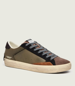 Crime London Skórzane sneakersy Distressed | zamsz