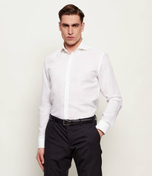 BOSS BLACK Lniana koszula H-HANK-SP-B1-C1-261 | Slim Fit