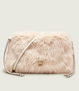 Pinko Torebka na ramię MAXI CLUTCH | z dodatkiem skóry | shearling