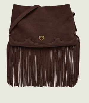 Pinko Torebka na ramię TRIPLET MINI FRINGES | zamsz