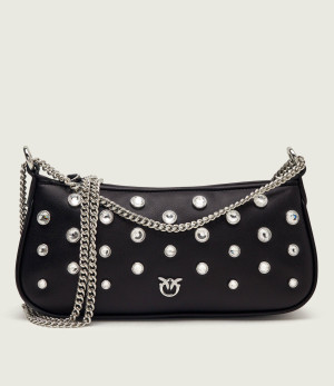 Pinko Skórzana torebka na ramię HALF MOON MINI