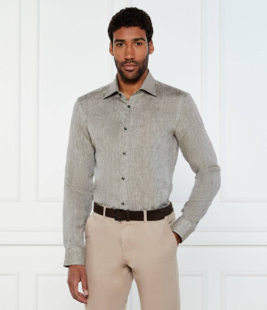 BOSS BLACK Lniana koszula H-HANK-kent-C1-214 | Slim Fit