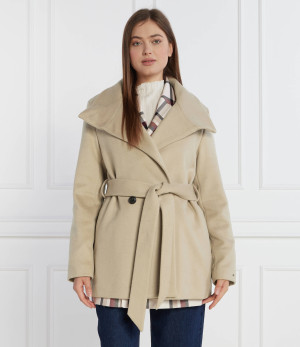 Tommy Hilfiger Płaszcz DB BELTED FUNNEL JKT | z dodatkiem wełny
