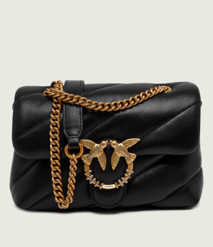 Pinko Skórzana torebka na ramię Puff Mini New Buckle