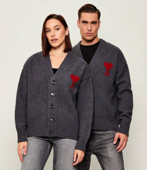 AMI Paris Wełniany kardigan | Regular Fit