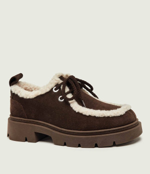 INUIKII Ocieplane półbuty Mocabee Curly | shearling | zamsz | z dodatkiem wełny