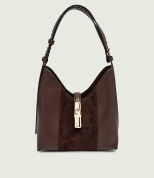Furla Skórzana torebka na ramię Furla Goccia | zamsz