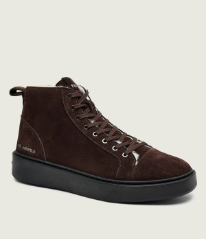 Karl Lagerfeld Ocieplane sneakersy FLINT II | shearling | zamsz