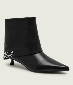 Karl Lagerfeld Skórzane botki na szpilce Pasha