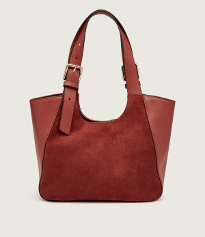 Furla Torebka na ramię Furla Dora S | zamsz | z dodatkiem skóry