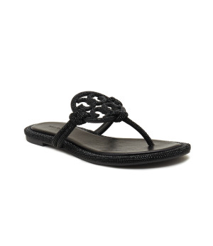 TORY BURCH Skórzane japonki MILLER KNOTTED PAVE