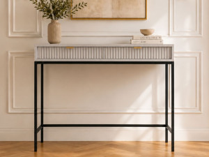 Schminktisch mit Schubladen Amber Grau, Schwarz Frame