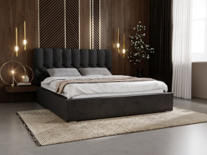 Polsterbett mit Bettkasten und Lattenrost 160x200 Roma Schwarz