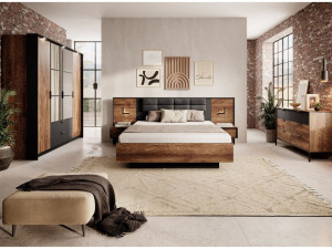 Schlafzimmer-Set Montreal Kastanie, Schwarz