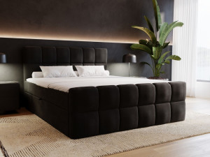 Boxspringbett mit Bettkasten 160x200 Alicante Schwarz