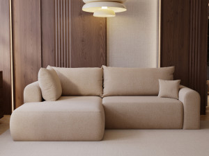 Ecksofa L-Form mit Schlaffunktion und Bettkasten Savana Bis Beige