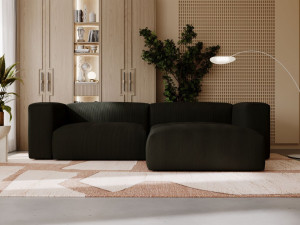 Ecksofa L-Form Rechts Moderne Cord Ecksofa Landi Schwarz