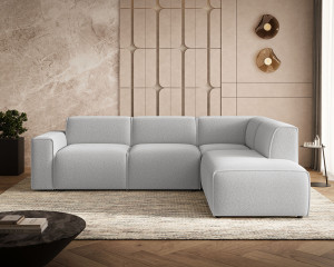 Ecksofa L-Form Rechts Eluno Bouclé-Stoff Grau