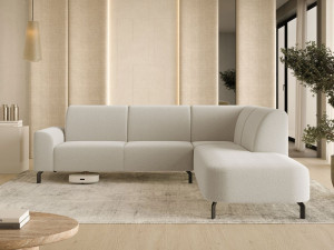Ecksofa L-Form Rechts Regento Bouclé-Stoff Beige