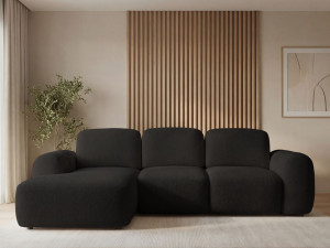 Ecksofa L-Form mit Schlaffunktion und Bettkasten Avelin Links Schwarz
