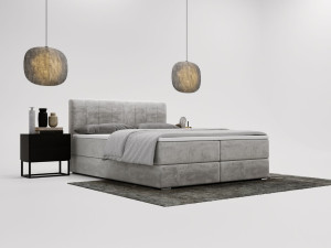 Boxspringbett mit Bettkasten 120x200 Forte Hellgrau