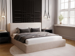 Polsterbett mit Bettkasten und Lattenrost 200x200 Monaco Beige