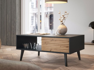 Couchtisch mit Stauraum Astro Schwarz, Artisan Eiche
