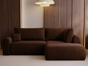 Ecksofa L-Form mit Schlaffunktion und Bettkasten Savana Bis Braun