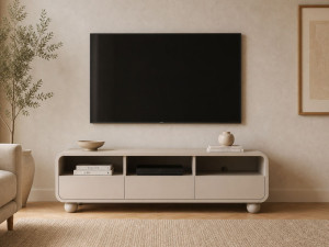 TV-Lowboard 160 cm mit Schubladen auf Kugelfüßen Soffio Kaschmir