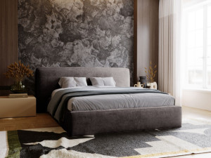 Polsterbett mit Bettkasten und Lattenrost 180x200 Monza Dunkelgrau