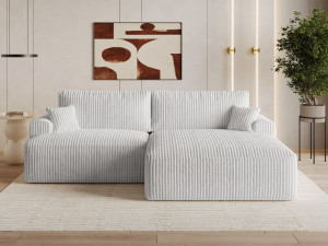 Ecksofa L-Form mit Schlaffunktion und Bettkasten Serene Rechts Grau