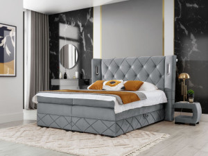 Boxspringbett mit Bettkasten 120x200 Neria Lux Hellgrau