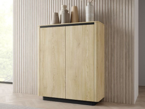 Hochkommode mit zwei Türen Fascino Eiche Cremona, Schwarz