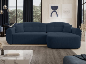Ecksofa L-Form mit Schlaffunktion und Bettkasten Avessio Dunkelblau