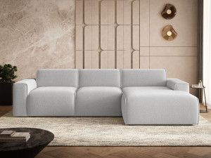 Ecksofa L-Form Rechts Lavia Bouclé-Stoff Grau