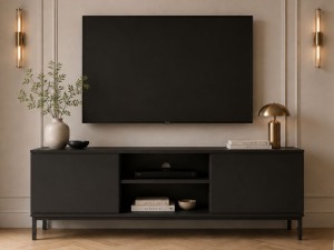 TV-Lowboard mit Türen 150 cm Soroko Schwarz