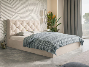 Polsterbett mit Bettkasten und Lattenrost 120x200 Salento Beige