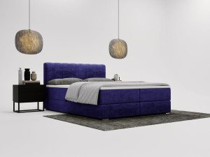Boxspringbett mit Bettkasten 180x200 Forte Dunkelblau