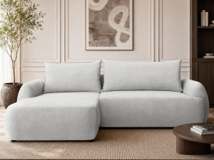 Ecksofa L-Form mit Schlaffunktion und Bettkasten Levio Grau