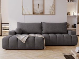 Ecksofa L-Form mit Schlaffunktion und Bettkasten Havi Links Graphit